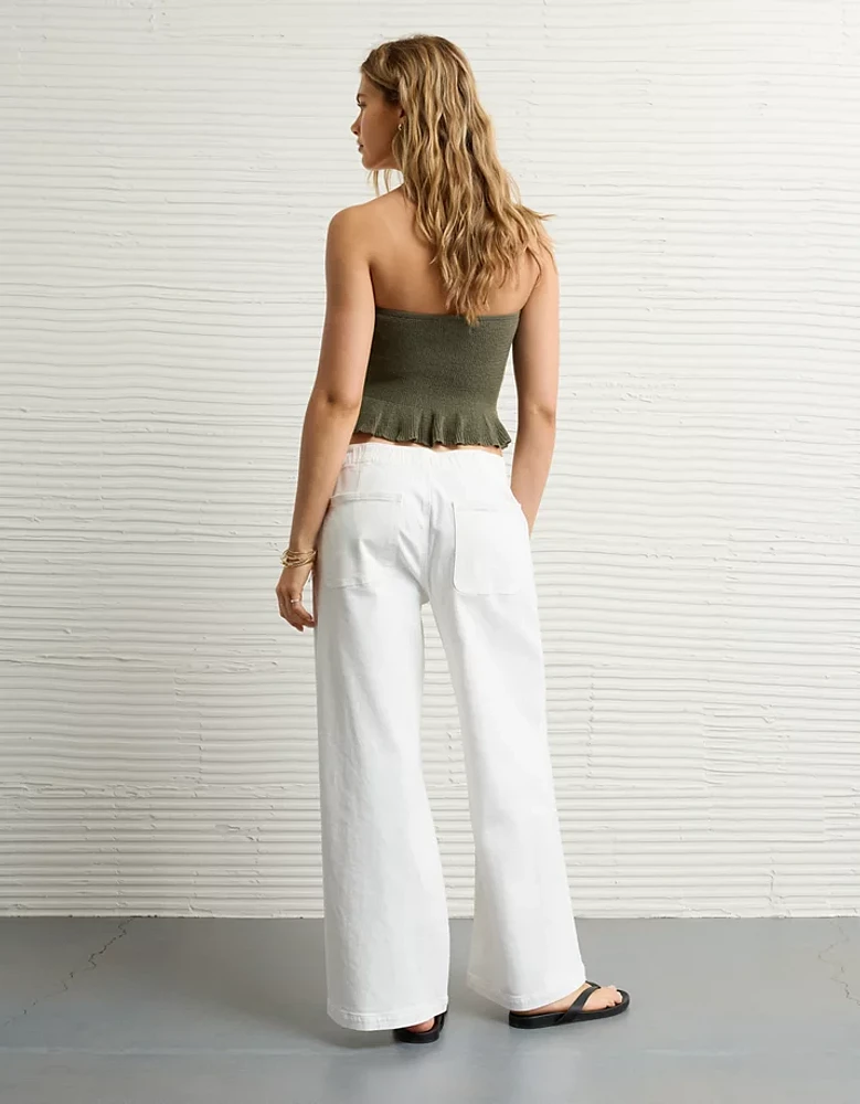 Jean à ceinture élastique jambe très large et taille basse extensible AE
