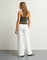 Jean à ceinture élastique jambe très large et taille basse extensible AE