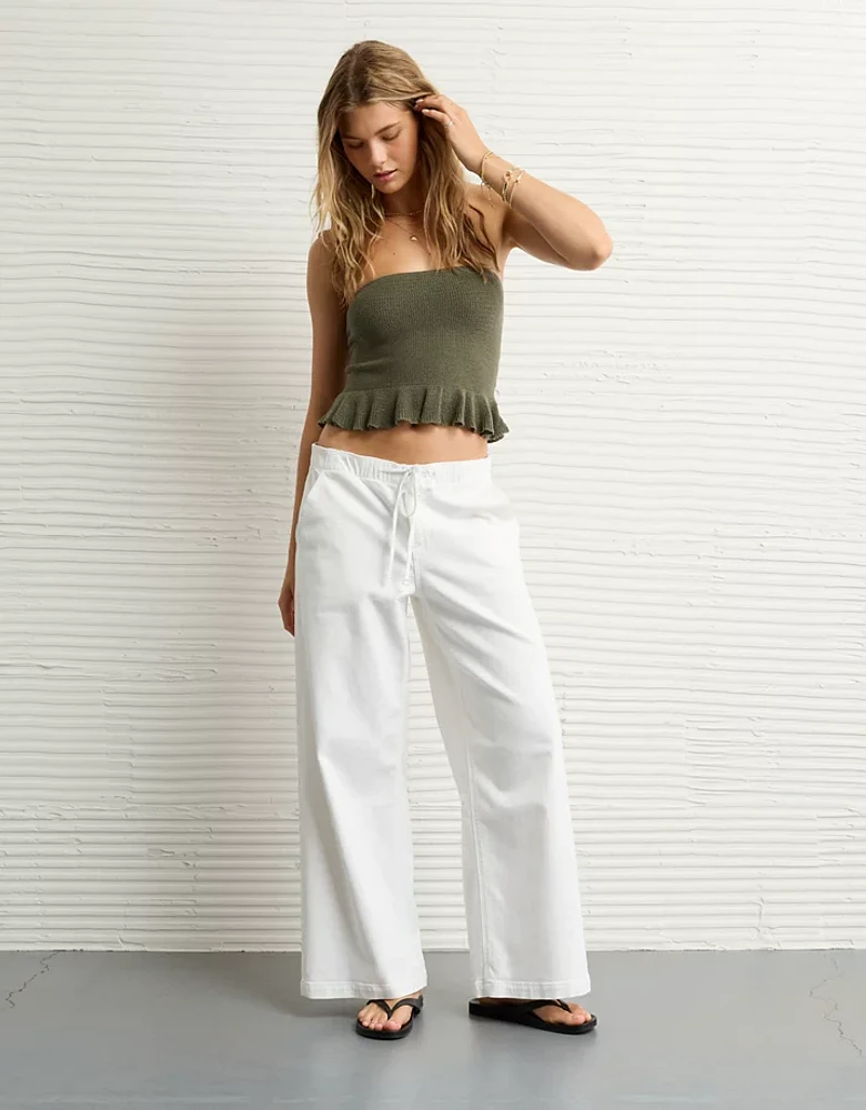 Jean à ceinture élastique jambe très large et taille basse extensible AE