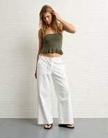 Jean à ceinture élastique jambe très large et taille basse extensible AE