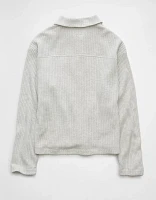 AE Fleece Waffle Button-Up Sweatshirt