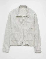 AE Fleece Waffle Button-Up Sweatshirt