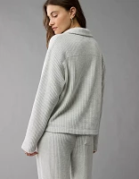 AE Fleece Waffle Button-Up Sweatshirt