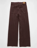 Pantalon ample à jambe large et taille haute en suède Dreamy Drape AE