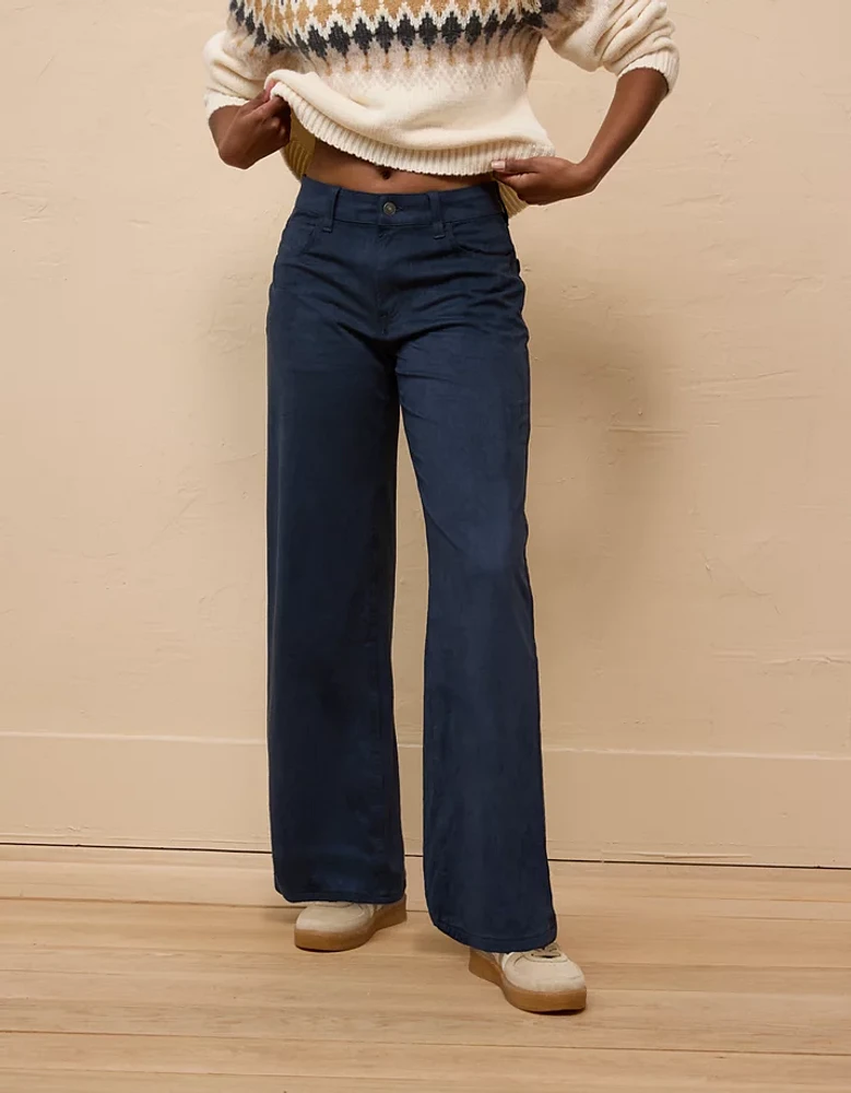 AE Dreamy Drape Sueded High-Waisted Baggy Wide-Leg Pant