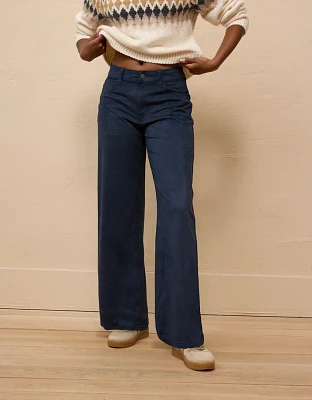 AE Dreamy Drape Sueded High-Waisted Baggy Wide-Leg Pant