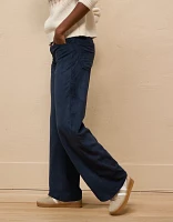 AE Dreamy Drape Sueded High-Waisted Baggy Wide-Leg Pant