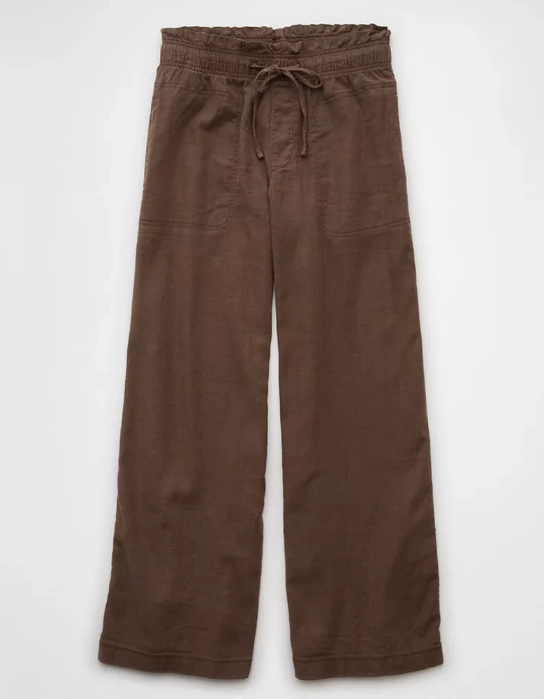 AE Dreamy Drape Linen-Blend Pull-On Pant