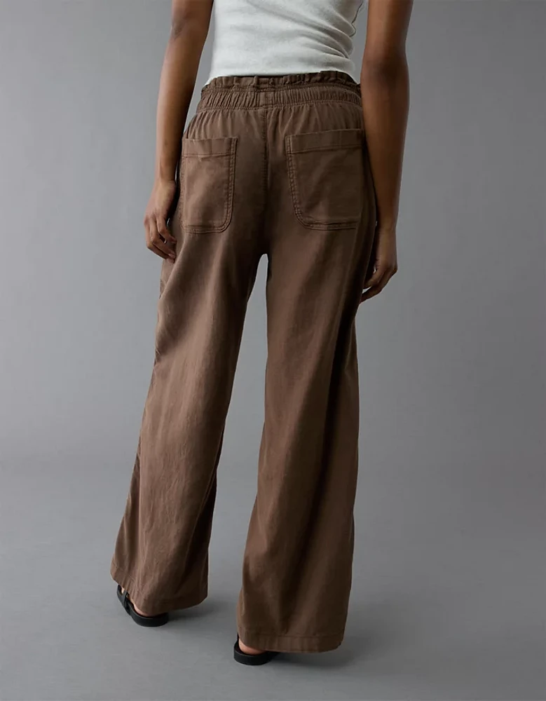 AE Dreamy Drape Linen-Blend Pull-On Pant