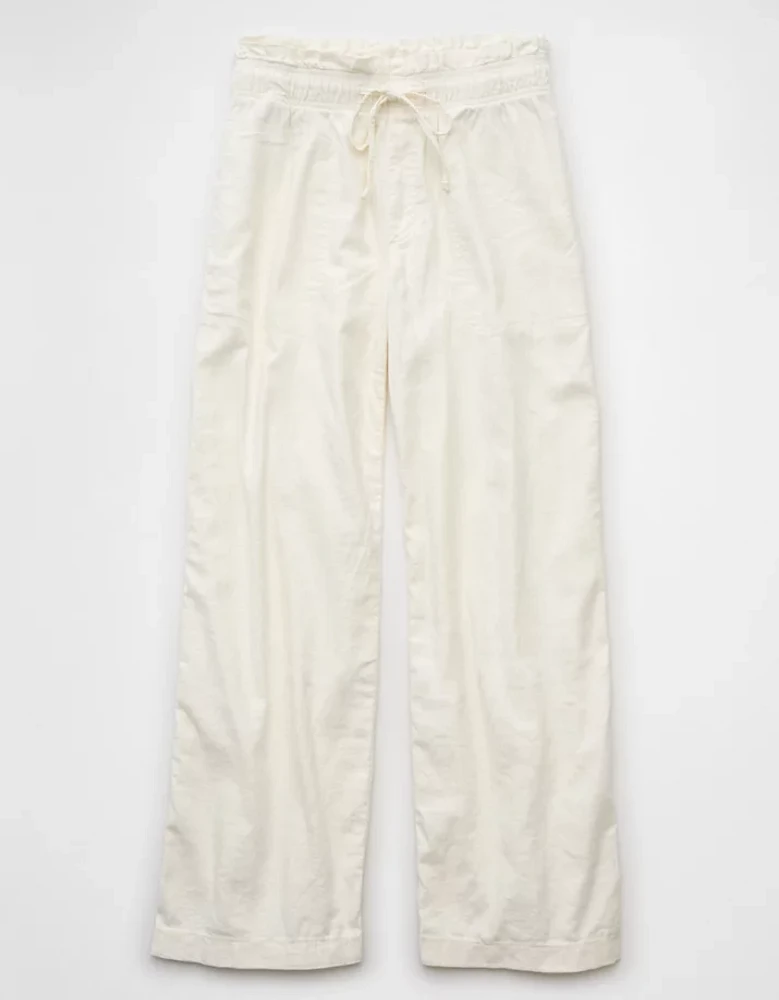 AE Dreamy Drape Linen-Blend Pull-On Pant