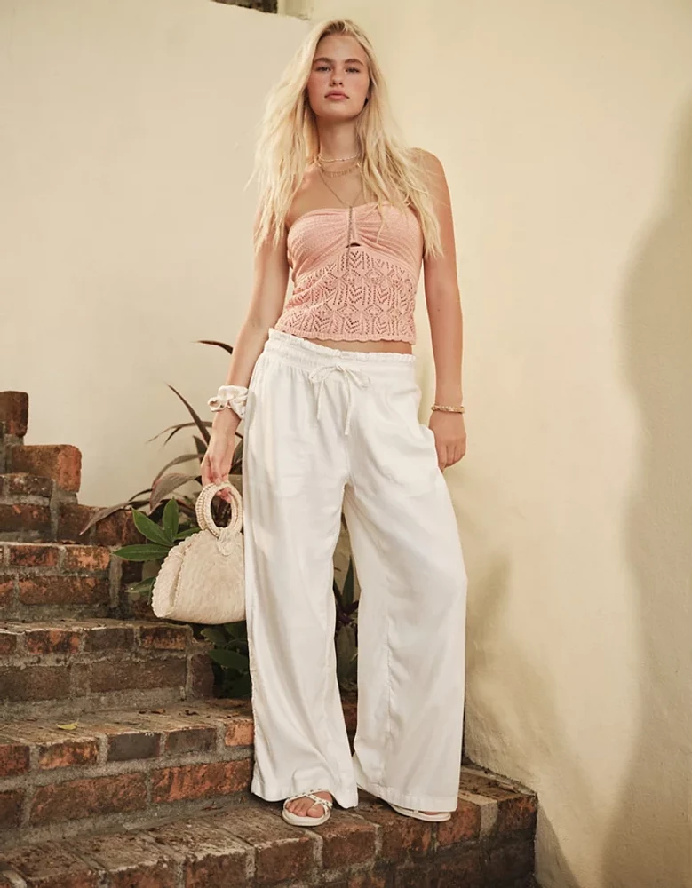 AE Dreamy Drape Linen-Blend Pull-On Pant