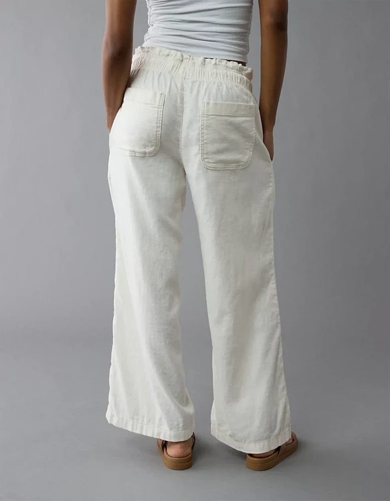 AE Dreamy Drape Linen-Blend Pull-On Pant