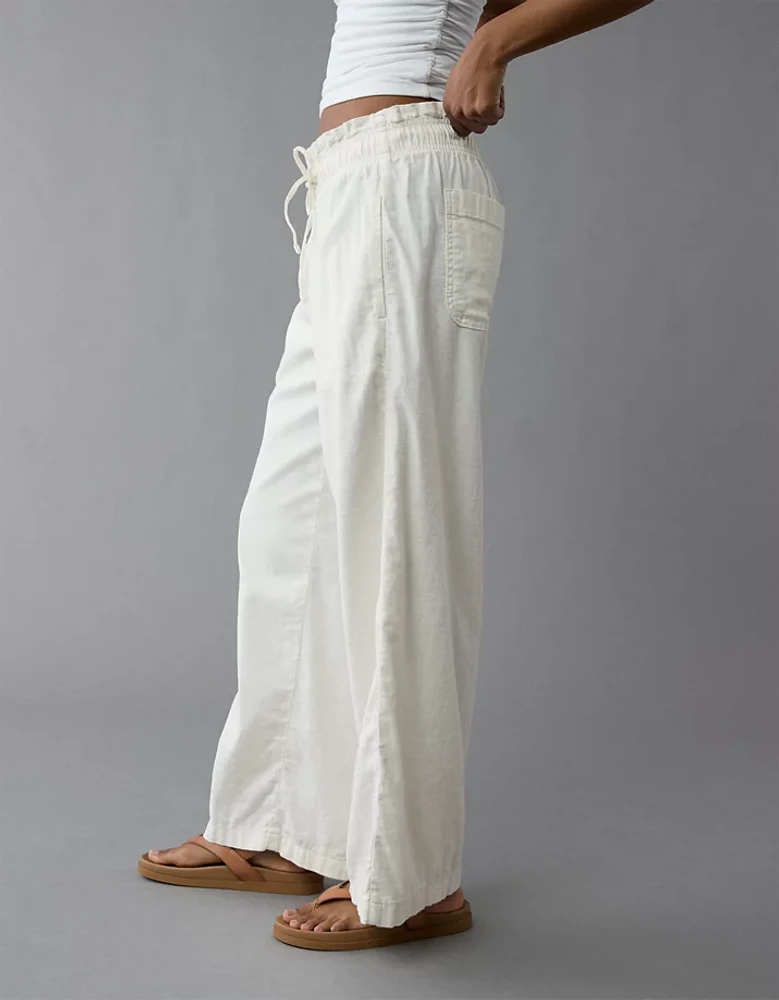 AE Dreamy Drape Linen-Blend Pull-On Pant
