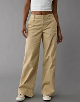 AE Stretch Mid-Rise Wide-Leg Khaki Trouser