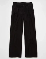 Pantalon à jambe large taille haute en mélange de lin extensible AE