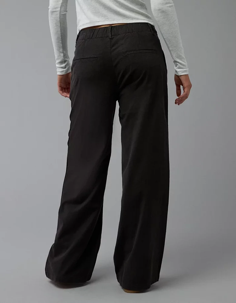 AE Stretch Linen-Blend High-Waisted Wide-Leg Trouser