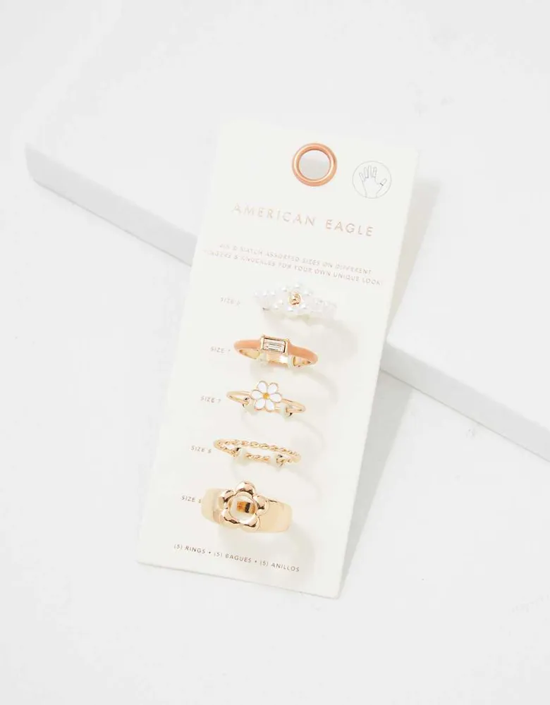 AEO Daisy Orange Pearl Ring 5-Pack