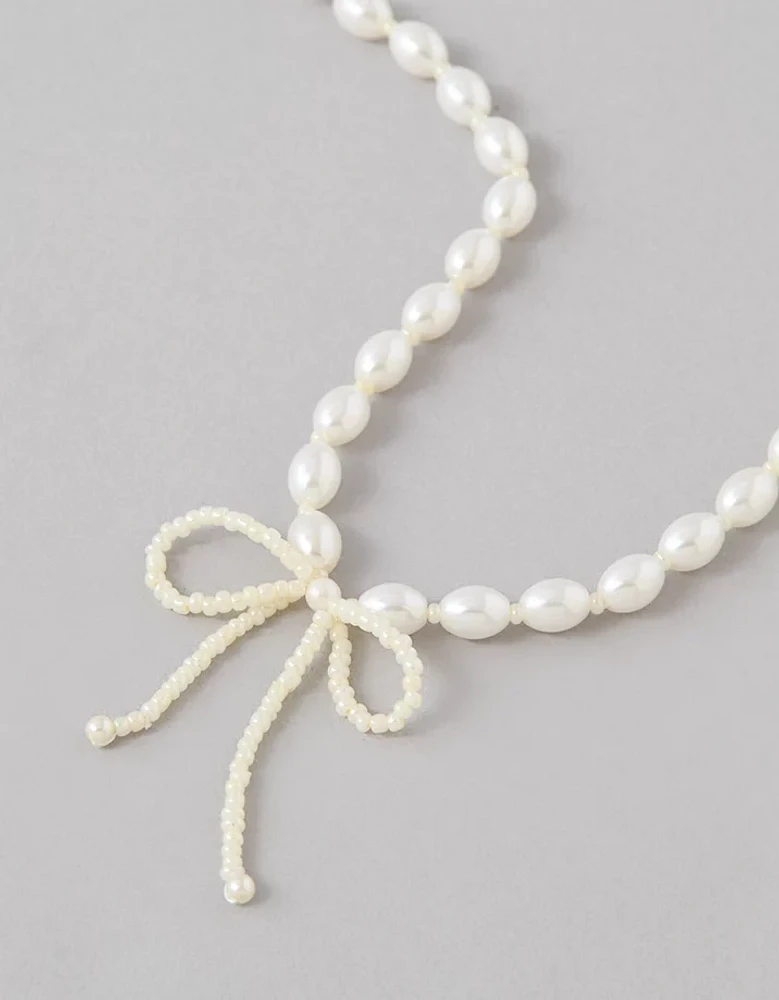 AEO Pearl Bow Necklace