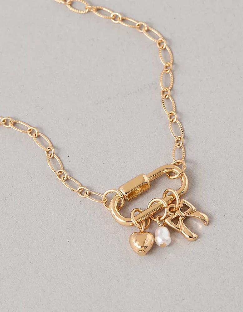 AEO Gold Charm Carabiner Necklace