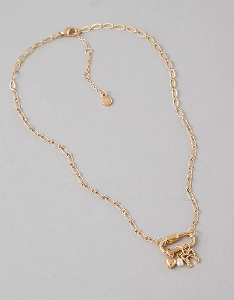 AEO Gold Charm Carabiner Necklace