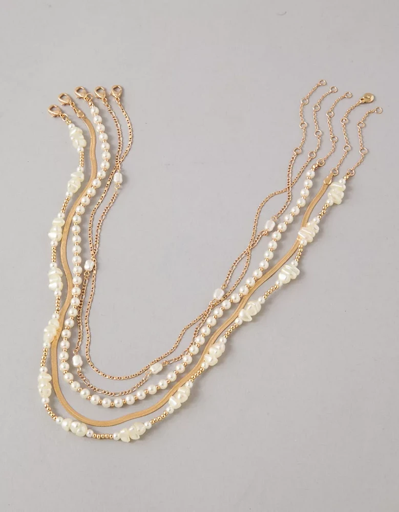 AEO Chipped Pearl Necklace 5-Pack