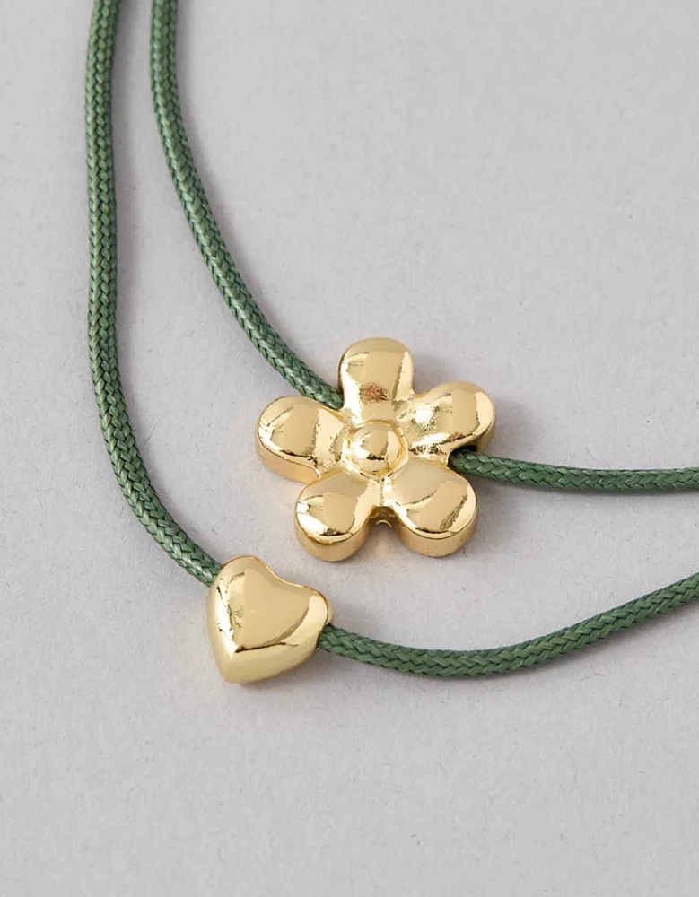 AEO Daisy Heart Layered Necklace