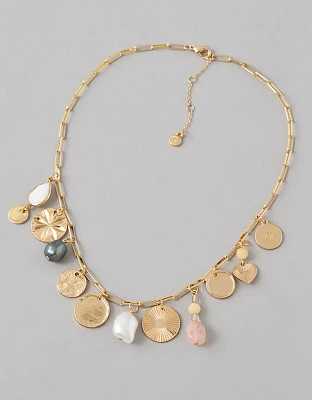 AEO Disc Pearl Charm Necklace