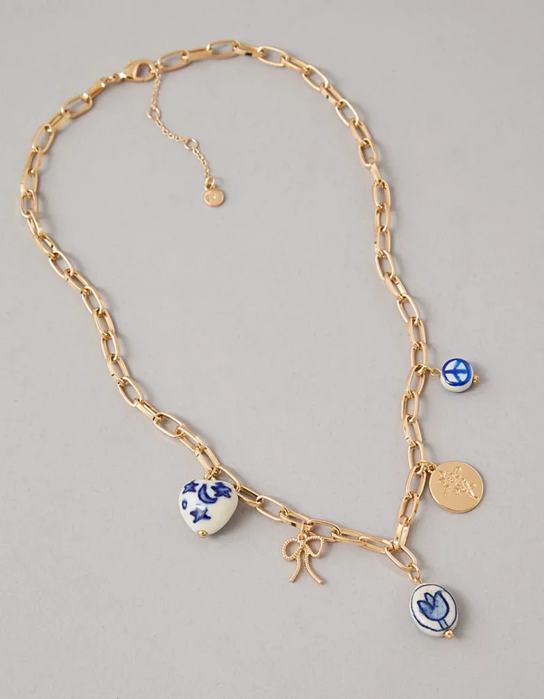 AEO Blue & White Charm Necklace