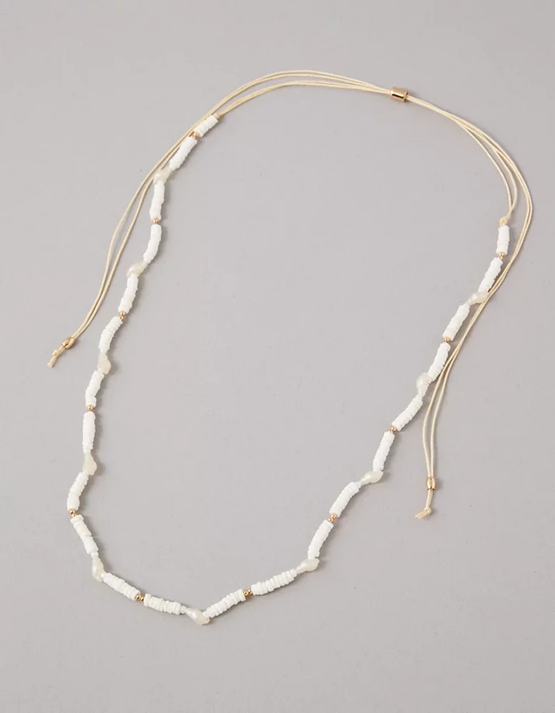 Collier long à perles blanches AEO