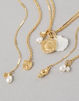 Collier long à coquillage et perle AEO