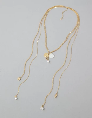 Collier long à coquillage et perle AEO