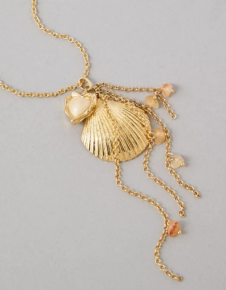 Collier long cœur et coquille AEO