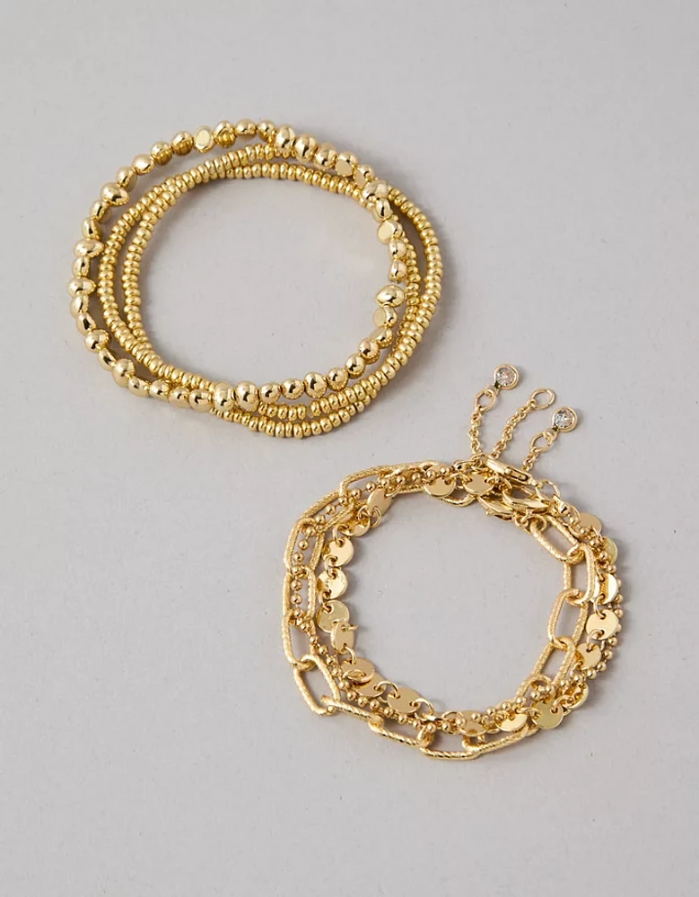 AEO Gold Disc Bracelet 5-Pack