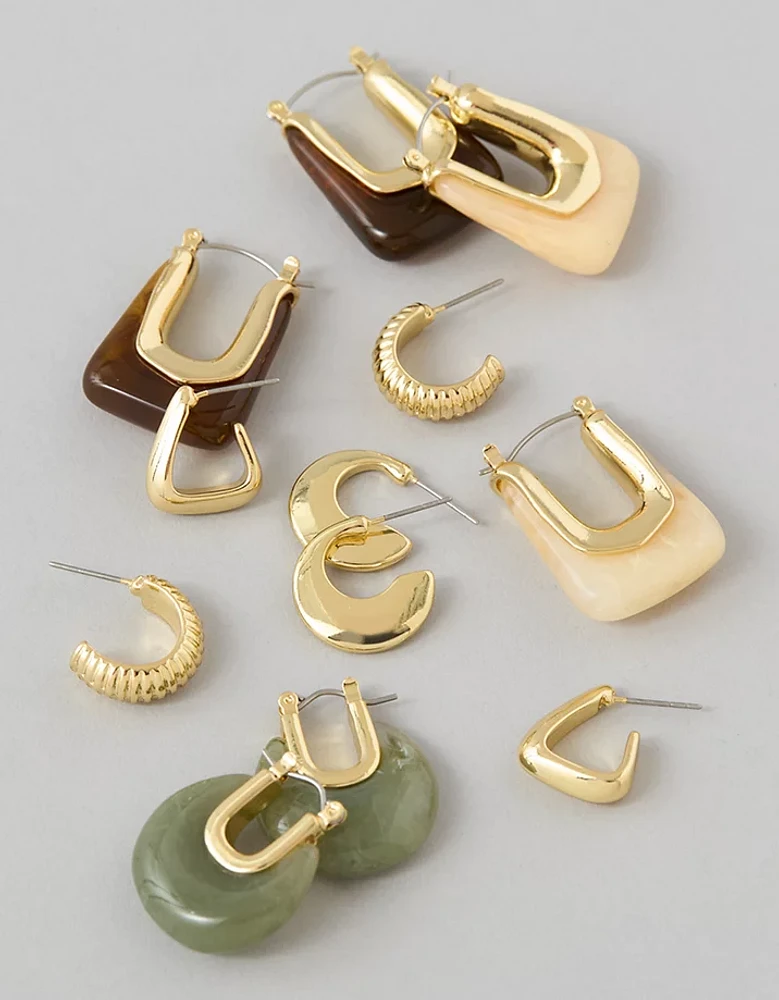 Lot de 6 paires de boucles d’oreille avec pierre AEO