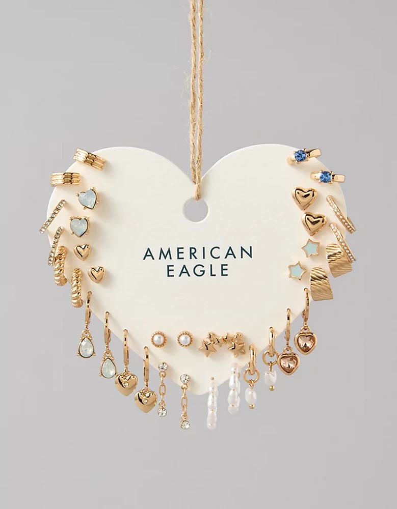 AEO Heart & Pearl Earrings 18-Pack