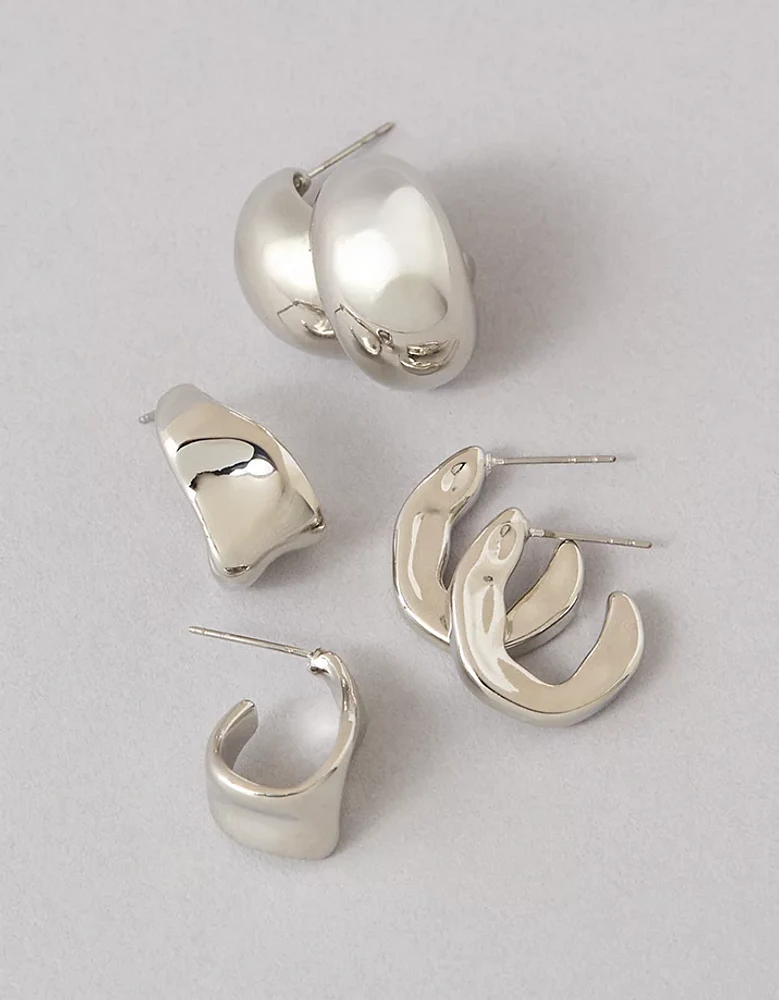 AEO Sculpted Hoop Earrings 3-Pack