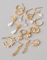 AEO Gold & Pearl Earrings 9-Pack