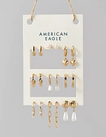 AEO Gold & Pearl Earrings 9-Pack