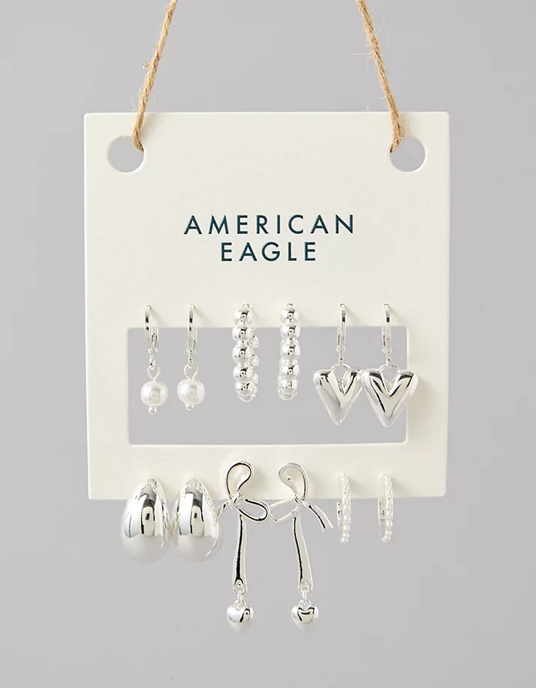 AEO Silver & Pearl Earrings 6-Pack