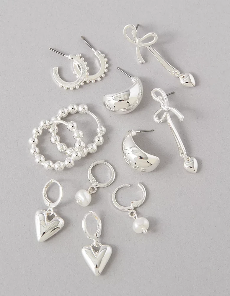 AEO Silver & Pearl Earrings 6-Pack