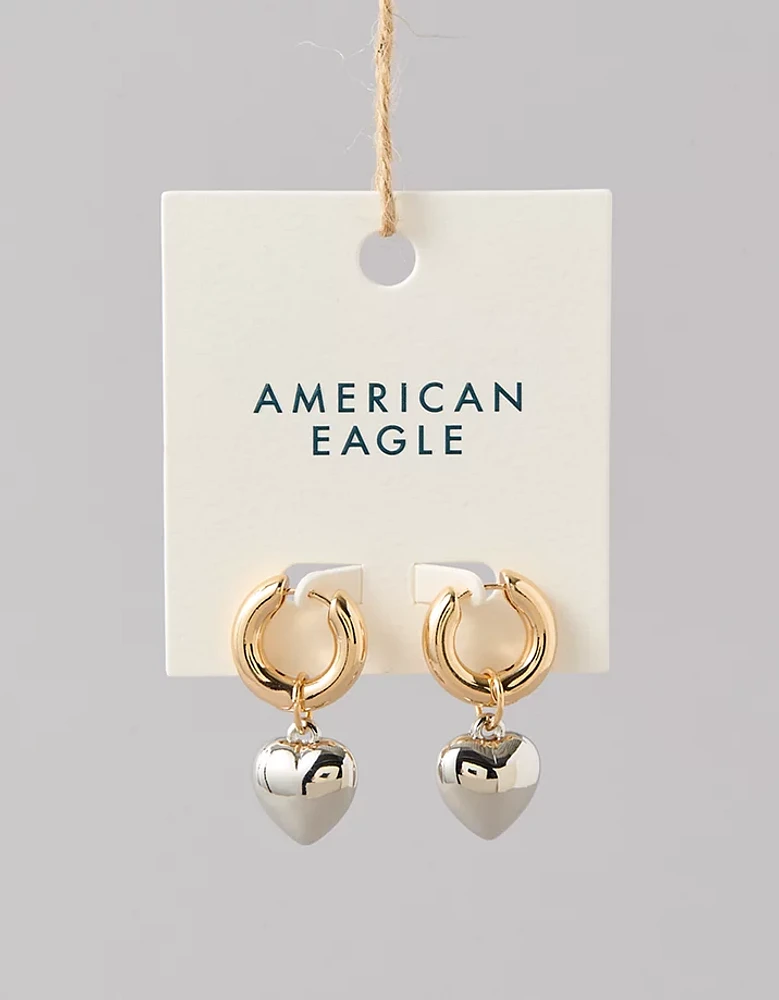 AEO Two-Tone Heart Charm Earrings