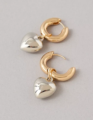 AEO Two-Tone Heart Charm Earrings