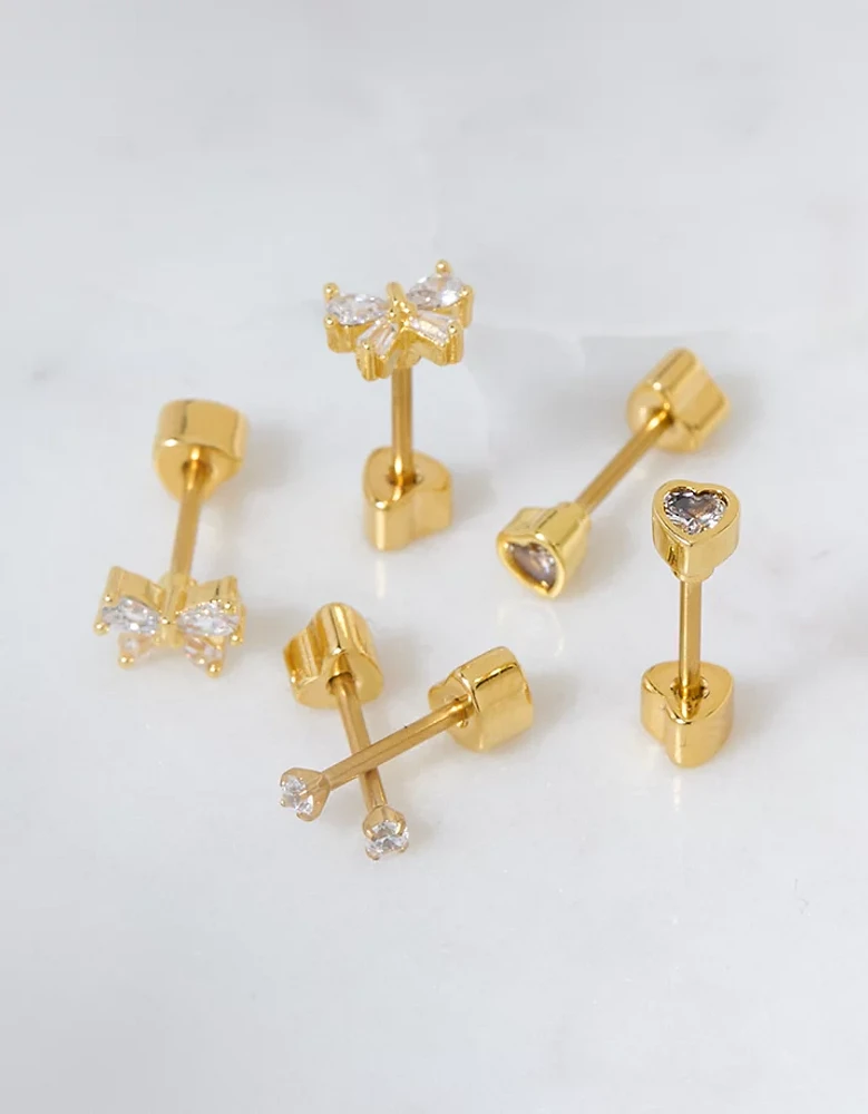 AEO Keepers Collection 14K Gold-Plated Stud Earrings 3-Pack