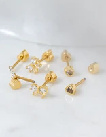 AEO Keepers Collection 14K Gold-Plated Stud Earrings 3-Pack