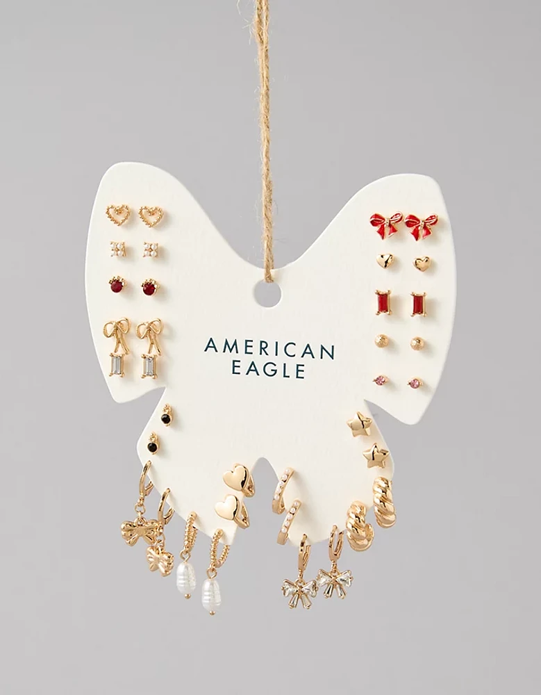 AEO Gold & Red Earrings 18-Pack