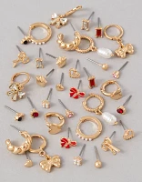 AEO Gold & Red Earrings 18-Pack