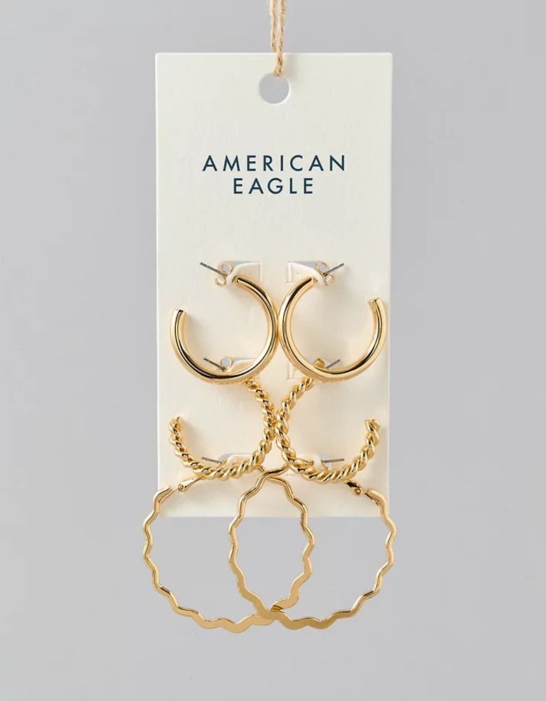 AEO Wavy Hoop Earring 3-Pack