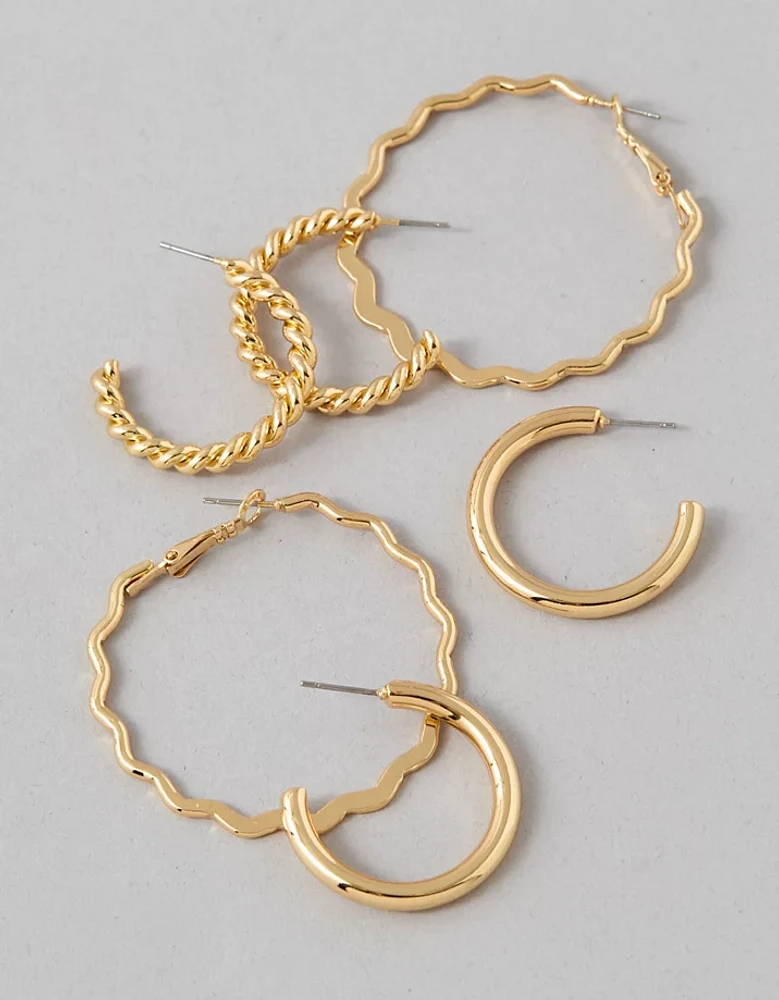 AEO Wavy Hoop Earring 3-Pack