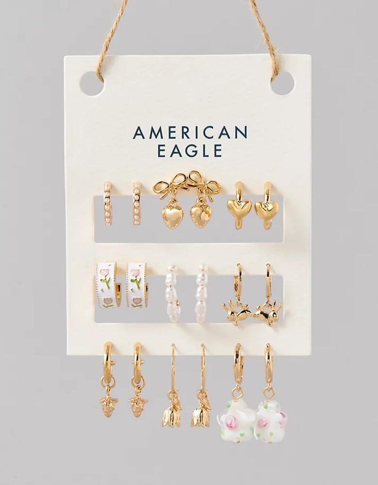 AEO Floral & Bow Earrings 9-Pack