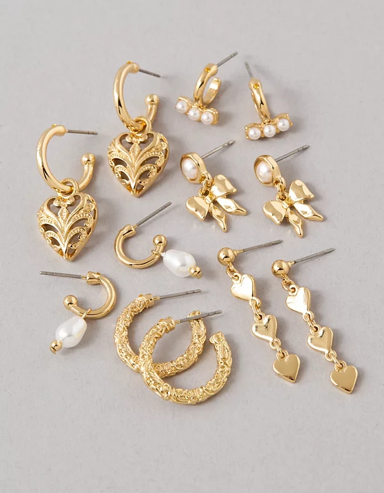 AE Pearl & Heart Earrings 6-Pack